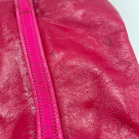 Coach Poppy Patent Leather Glam Tote Shoulder Bag Silver/Fuchsia Pink No 13836 - Picture 11 of 16